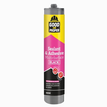 Good And Proper Sealant & Adhesive Multi-Surface 290ml Black.jpg Good & Proper Sealant & Adhesive MS Black 290ml - Image 1