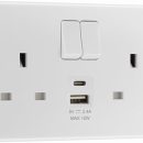 BG Round Edge Switched Socket with 2 USB 2 Gang