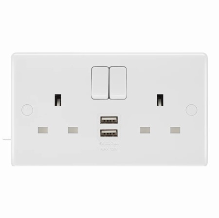 822UAA12.png BG Nexus Mouded Switched Socket with 2 USB-A 2 Gang - Image 1
