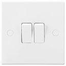 BG Square Edge Light Switch 2 Gang 2 Way