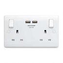 BG Round Edge Switched Socket with 2 USB 2 Gang