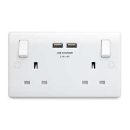 BG Round Edge Switched Socket with 2 USB 2 Gang