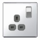 BG Flatplate Switched Socket Chrome 1 Gang