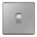 BG Flatplate Light Switch Brushed Steel 1 Gang 2 Way