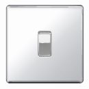 BG Flatplate Light Switch Chrome 1 Gang 2 Way