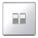 BG Flatplate Light Switch Chrome 2 Gang 2 Way