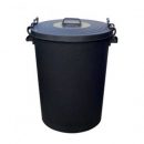 Black Dustbin with Lid & Clips 110ltr