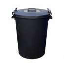 Black Dustbin with Lid & Clips 110ltr