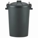 Black Dustbin with Lid & Clips 85ltr