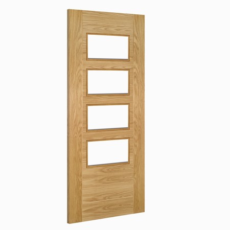 Seville Prefinished Oak 4l Glazed Interior Door